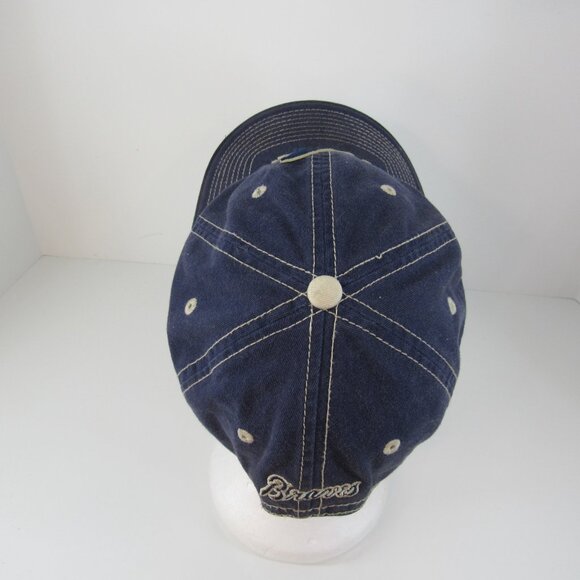 Atlanta Braves New Era Men Blue White Wide Stitch Adjustable Strap Back Cap Hat - Picture 5 of 8